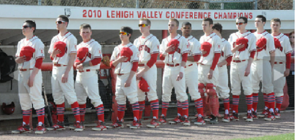 Photo courtesy of Sue Beyer | The Express-Times. Easton celebrated 50 years at Charles Richards Field with a ceremony and by donning throwback jerseys.